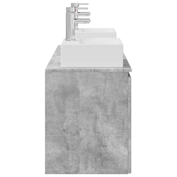 Kylpyhuoneen kaappisetti 3 kpl Betoninharmaa 129 x 41 x 79,5 cm