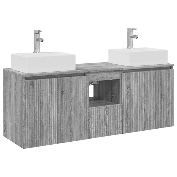 Kylpyhuoneen kaappisetti 3 kpl Harmaa Sonoma 129 x 41 x 79,5 cm