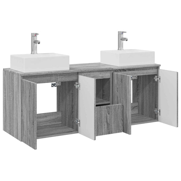 Kylpyhuoneen kaappisetti 3 kpl Harmaa Sonoma 129 x 41 x 79,5 cm