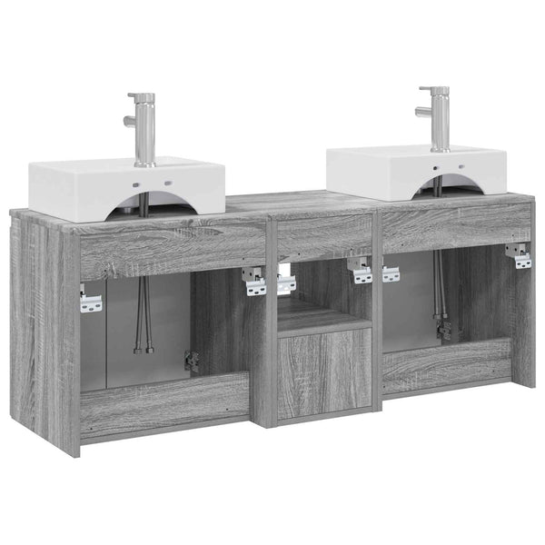 Kylpyhuoneen kaappisetti 3 kpl Harmaa Sonoma 129 x 41 x 79,5 cm