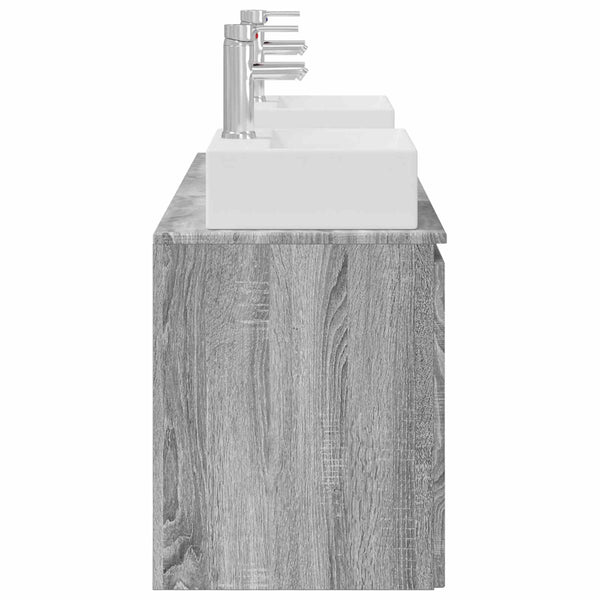 Kylpyhuoneen kaappisetti 3 kpl Harmaa Sonoma 129 x 41 x 79,5 cm