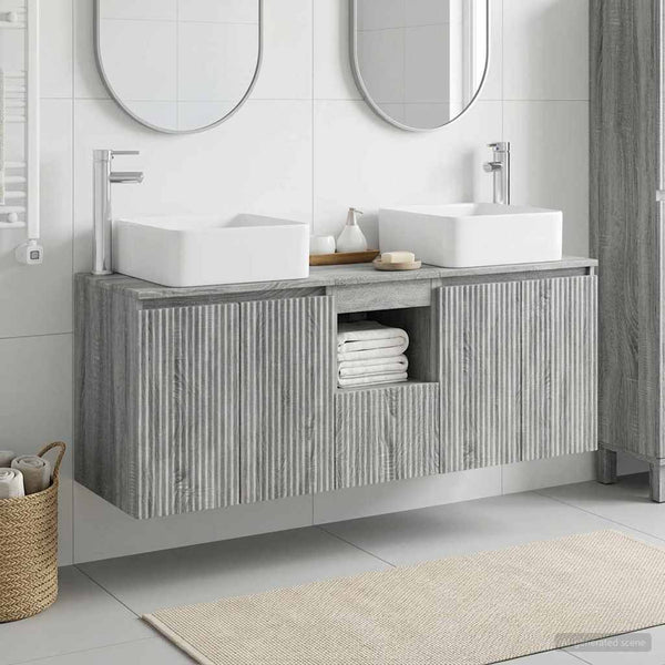 Kylpyhuoneen kaappisetti 3 kpl Harmaa Sonoma 135 x 35 x 80 cm