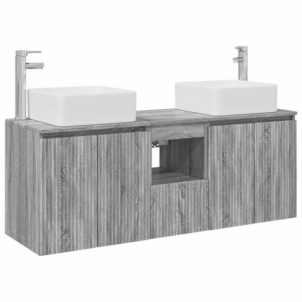 Kylpyhuoneen kaappisetti 3 kpl Harmaa Sonoma 135 x 35 x 80 cm
