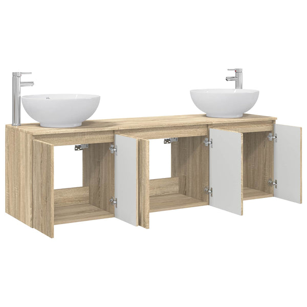 Kylpyhuoneen kaappisetti 3 kpl Sonoma-tammi 49,5 x 44,5 x 65 cm