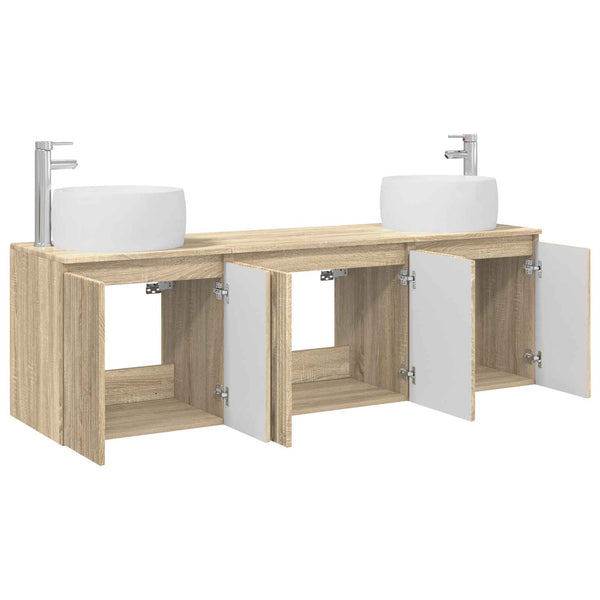 Kylpyhuoneen kaappisetti 3 kpl Sonoma-tammi 49,5 x 44,5 x 66 cm