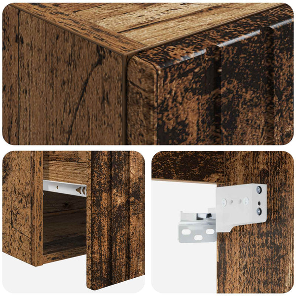 Kylpyhuoneen kaappisetti 3 kpl Vanha puu 49 x 44,5 x 65 cm