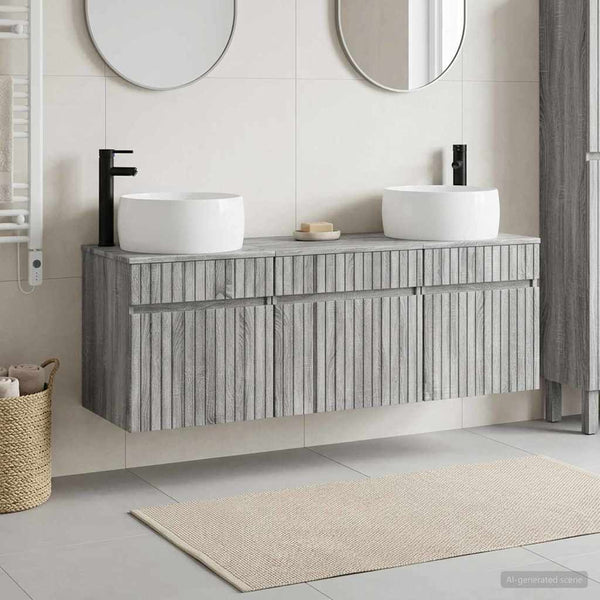 Kylpyhuoneen kaappisetti 3 kpl Harmaa Sonoma 49 x 44,5 x 66 cm