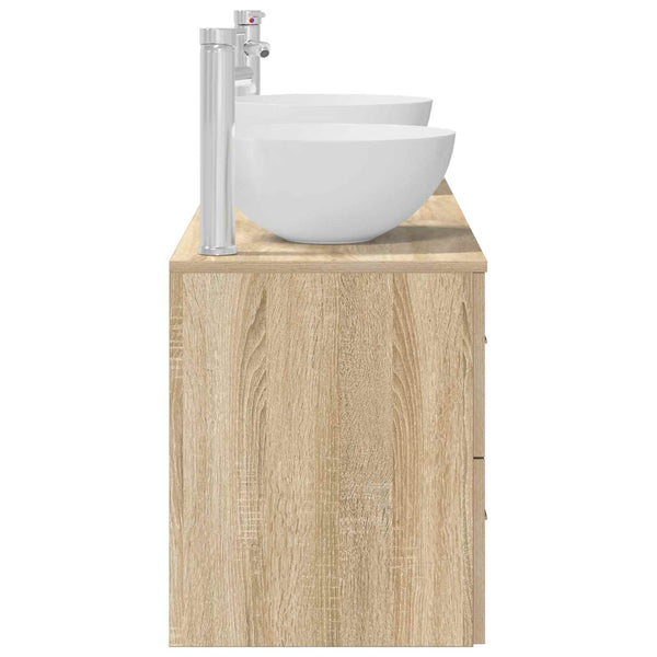 Kylpyhuoneen kaappisetti 3 kpl Sonoma-tammi 129 x 35 x 80 cm