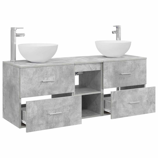 Kylpyhuoneen kaappisetti 3 kpl Betoninharmaa 129 x 35 x 80 cm
