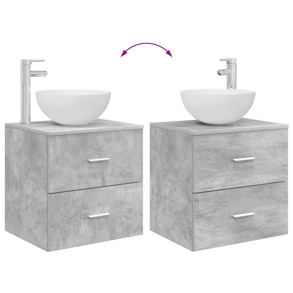 Kylpyhuoneen kaappisetti 3 kpl Betoninharmaa 129 x 35 x 80 cm