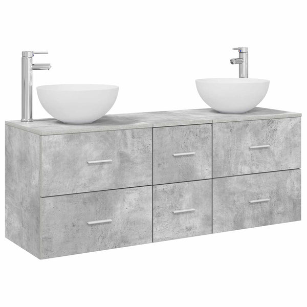Kylpyhuoneen kaappisetti 3 kpl Betoninharmaa 129 x 35 x 80 cm