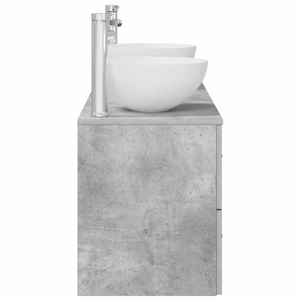 Kylpyhuoneen kaappisetti 3 kpl Betoninharmaa 129 x 35 x 80 cm