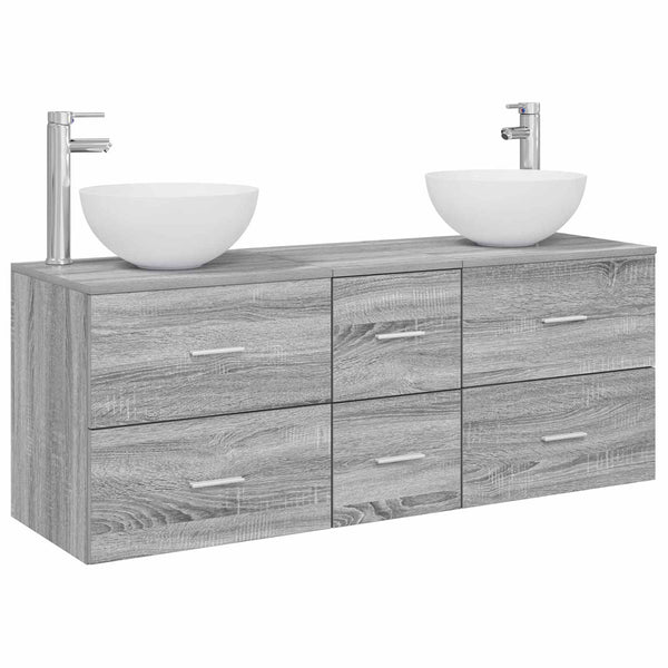 Kylpyhuoneen kaappisetti 3 kpl Harmaa Sonoma 129 x 35 x 80 cm