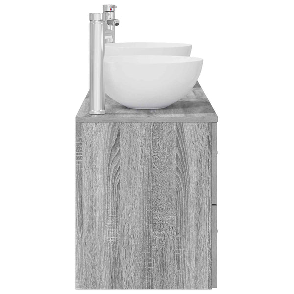Kylpyhuoneen kaappisetti 3 kpl Harmaa Sonoma 129 x 35 x 80 cm