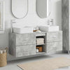 Kylpyhuoneen kaappisetti 3 kpl Betoninharmaa 129 x 41 x 80 cm