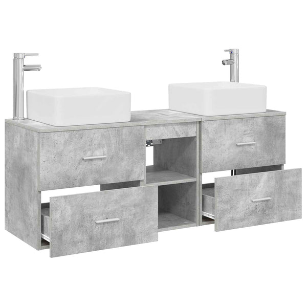 Kylpyhuoneen kaappisetti 3 kpl Betoninharmaa 129 x 41 x 80 cm