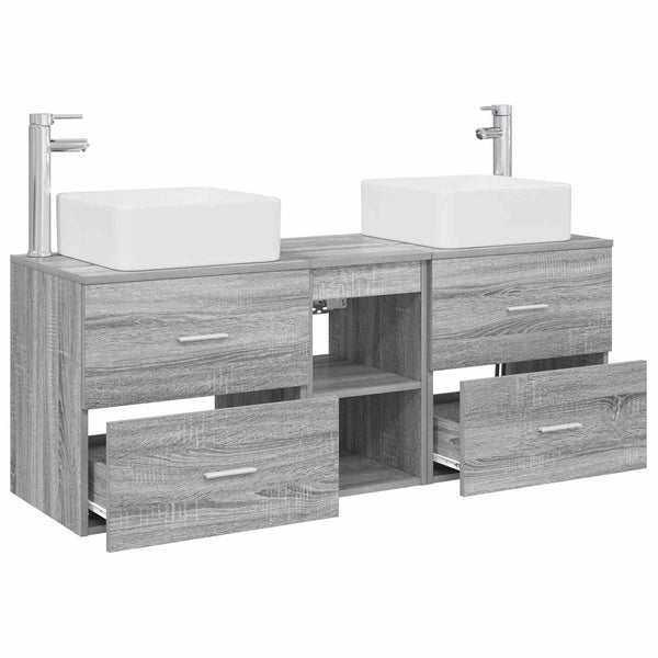 Kylpyhuoneen kaappisetti 3 kpl Harmaa Sonoma 129 x 41 x 80 cm
