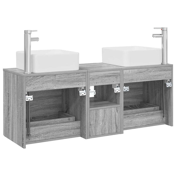 Kylpyhuoneen kaappisetti 3 kpl Harmaa Sonoma 129 x 41 x 80 cm
