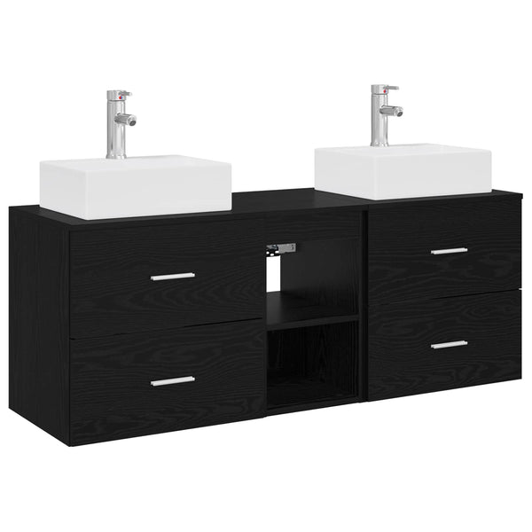 Kylpyhuoneen kaappisetti 3 kpl Musta 129 x 41 x 79,5 cm