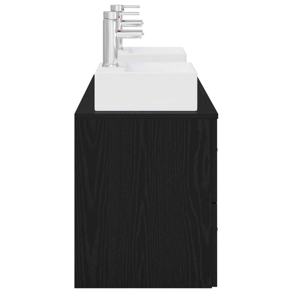 Kylpyhuoneen kaappisetti 3 kpl Musta 129 x 41 x 79,5 cm