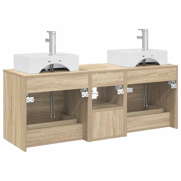 Kylpyhuoneen kaappisetti 3 kpl Sonoma-tammi 129 x 41 x 79,5 cm
