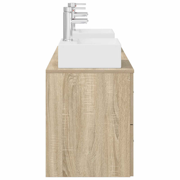Kylpyhuoneen kaappisetti 3 kpl Sonoma-tammi 129 x 41 x 79,5 cm