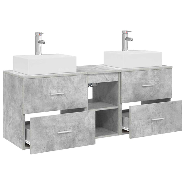 Kylpyhuoneen kaappisetti 3 kpl Betoninharmaa 129 x 41 x 79,5 cm