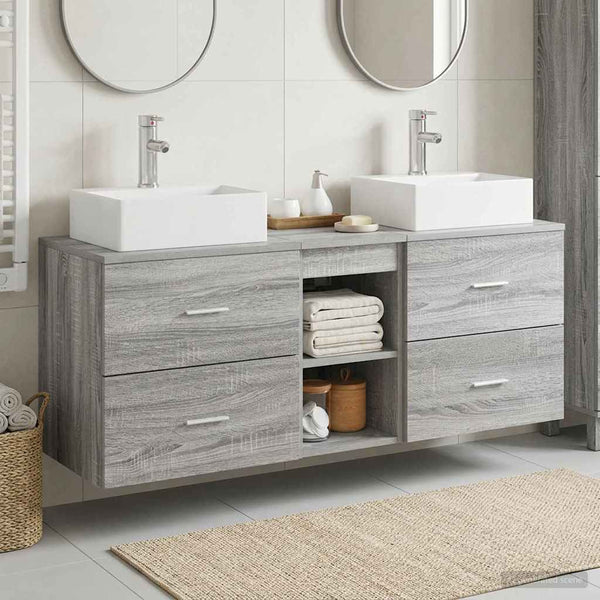 Kylpyhuoneen kaappisetti 3 kpl Harmaa Sonoma 129 x 41 x 79,5 cm