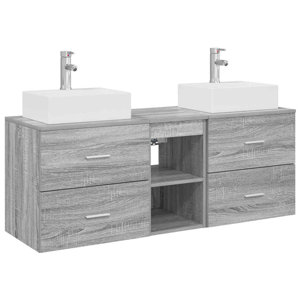 Kylpyhuoneen kaappisetti 3 kpl Harmaa Sonoma 129 x 41 x 79,5 cm