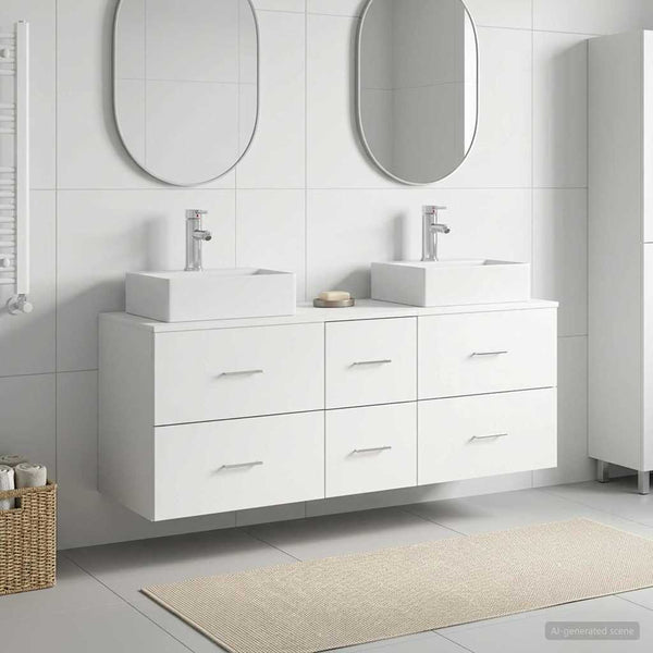 Kylpyhuoneen kaappisetti 3 kpl valkoinen 129 x 41 x 79,5 cm