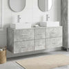 Kylpyhuoneen kaappisetti 3 kpl Betoninharmaa 129 x 41 x 79,5 cm