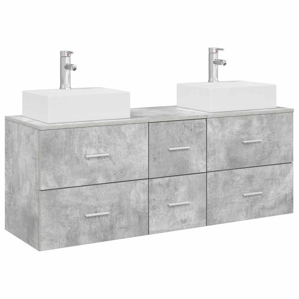 Kylpyhuoneen kaappisetti 3 kpl Betoninharmaa 129 x 41 x 79,5 cm