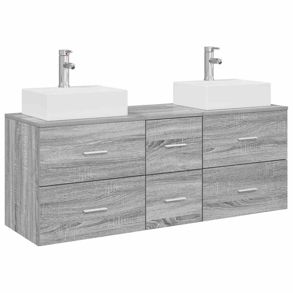 Kylpyhuoneen kaappisetti 3 kpl Harmaa Sonoma 129 x 41 x 79,5 cm