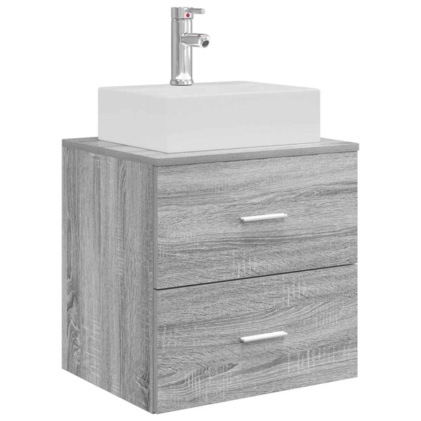 Kylpyhuoneen kaappisetti 3 kpl Harmaa Sonoma 129 x 41 x 79,5 cm