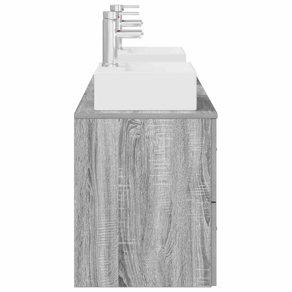 Kylpyhuoneen kaappisetti 3 kpl Harmaa Sonoma 129 x 41 x 79,5 cm