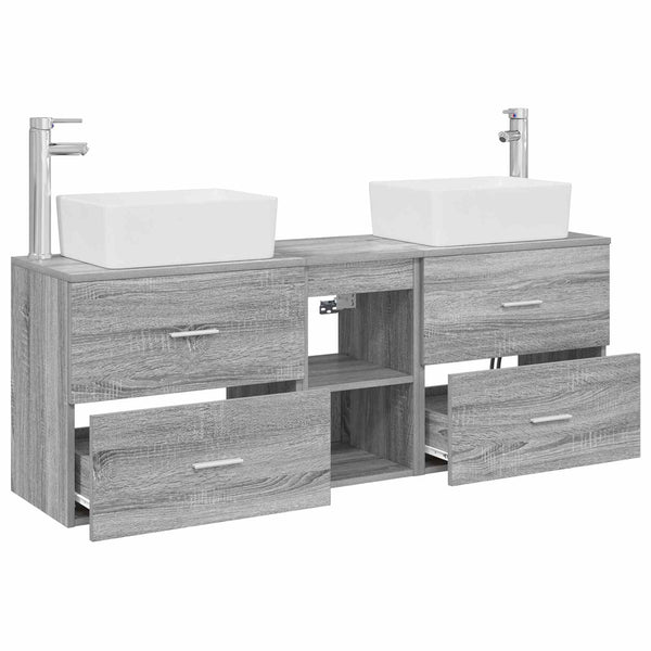 Kylpyhuoneen kaappisetti 3 kpl Harmaa Sonoma 136 x 35 x 80 cm