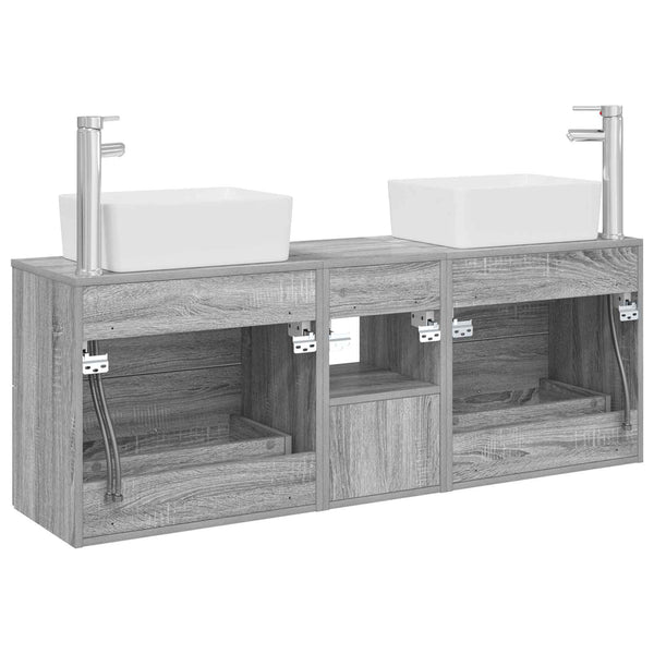 Kylpyhuoneen kaappisetti 3 kpl Harmaa Sonoma 136 x 35 x 80 cm
