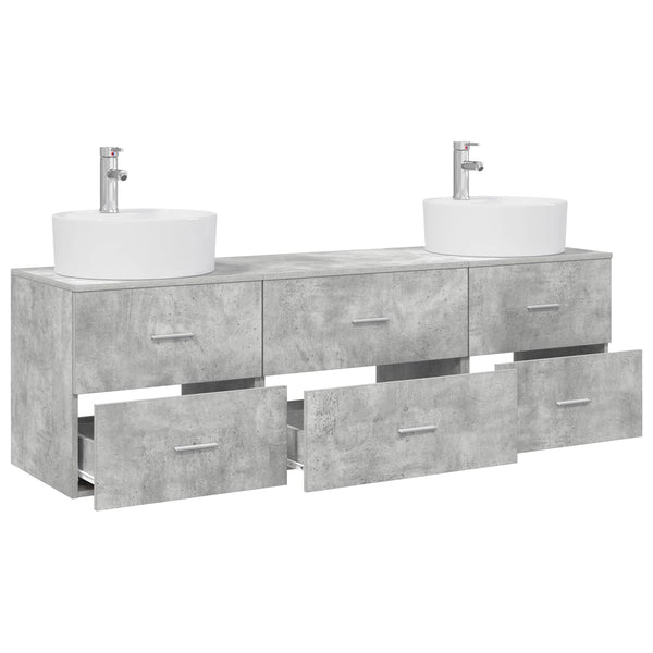 Kylpyhuoneen kaappisetti 3 kpl Betoninharmaa 161 x 44,5 x 76 cm