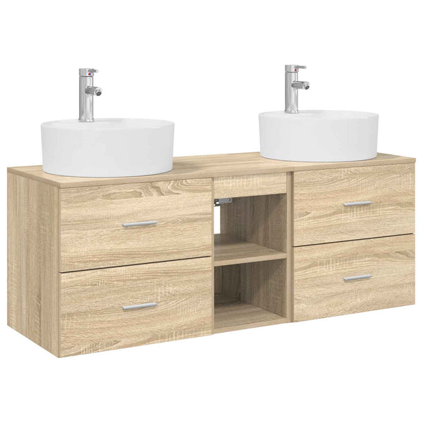 Kylpyhuoneen kaappisetti 3 kpl Sonoma-tammi 129 x 44,5 x 82 cm
