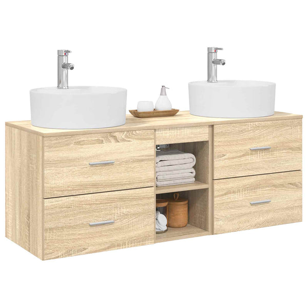 Kylpyhuoneen kaappisetti 3 kpl Sonoma-tammi 129 x 44,5 x 82 cm