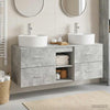 Kylpyhuoneen kaappisetti 3 kpl Betoninharmaa 129 x 44,5 x 82 cm