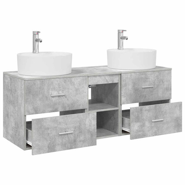 Kylpyhuoneen kaappisetti 3 kpl Betoninharmaa 129 x 44,5 x 82 cm