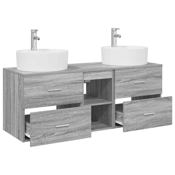 Kylpyhuoneen kaappisetti 3 kpl Harmaa Sonoma 129 x 44,5 x 82 cm