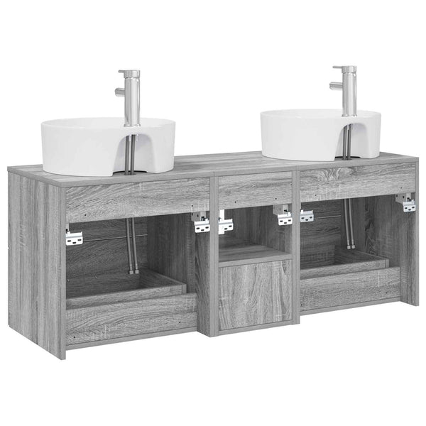 Kylpyhuoneen kaappisetti 3 kpl Harmaa Sonoma 129 x 44,5 x 82 cm