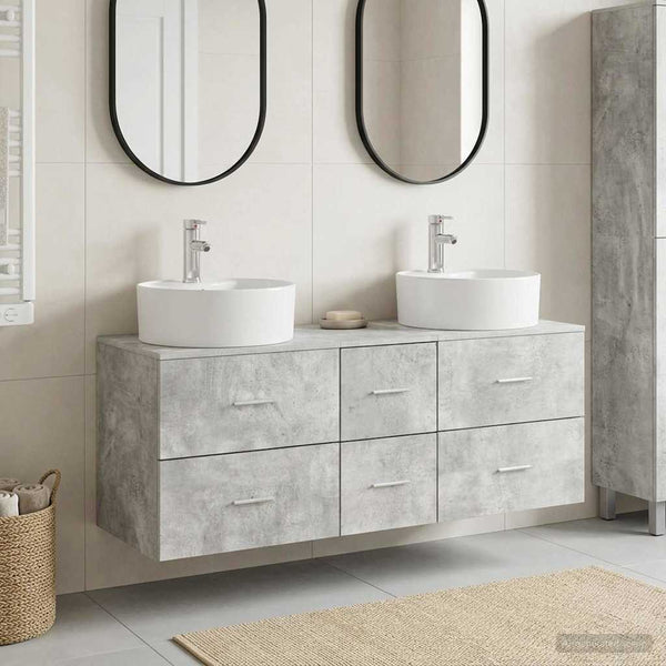 Kylpyhuonekalustesetti 3 kpl Betoninharmaa 129 x 44,5 x 80 cm