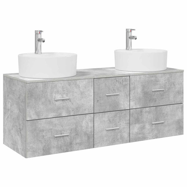Kylpyhuonekalustesetti 3 kpl Betoninharmaa 129 x 44,5 x 80 cm
