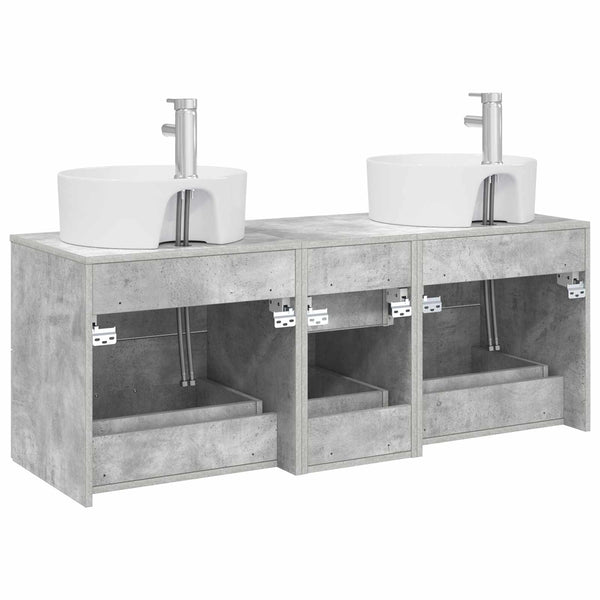 Kylpyhuonekalustesetti 3 kpl Betoninharmaa 129 x 44,5 x 80 cm