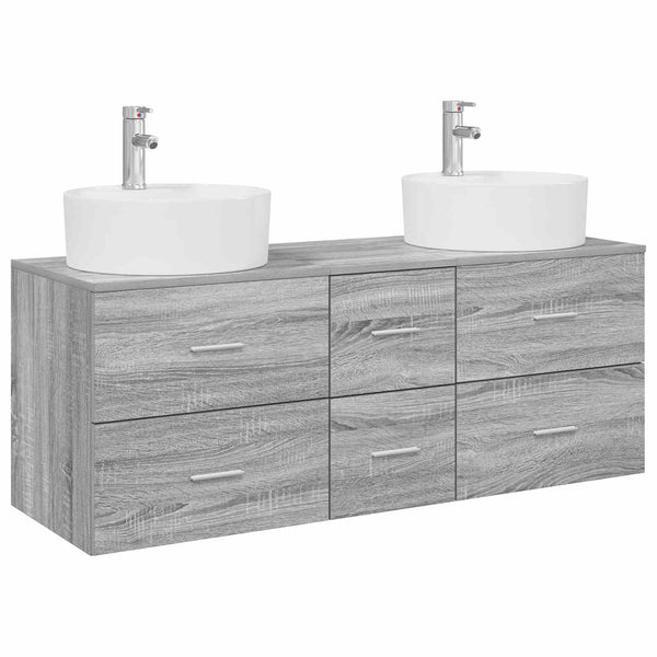 Kylpyhuonekalustesetti 3 kpl Harmaa Sonoma 129 x 44,5 x 80 cm