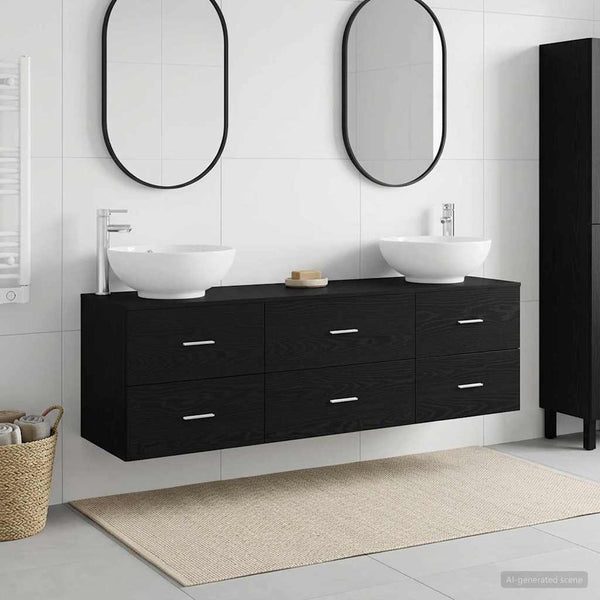 Kylpyhuonekalustesetti 3 kpl Musta 161 x 44,5 x 80 cm