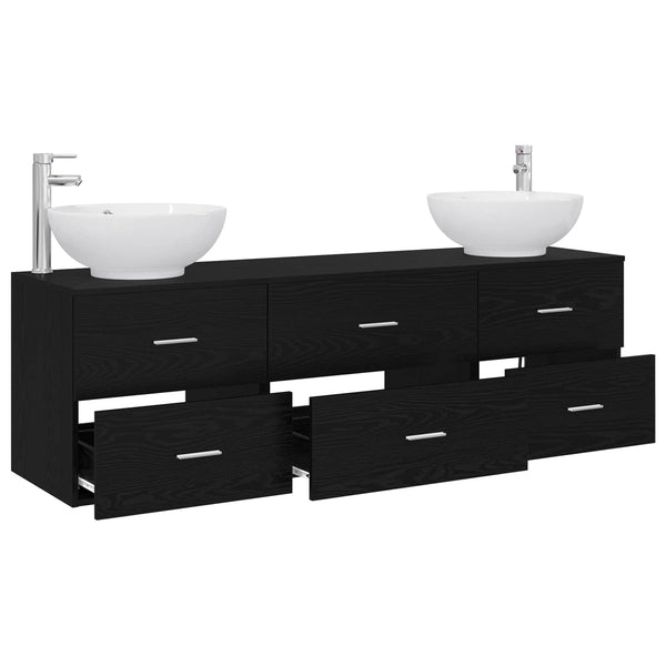 Kylpyhuonekalustesetti 3 kpl Musta 161 x 44,5 x 80 cm